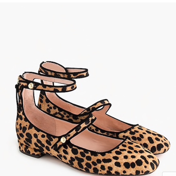 J. Crew Shoes - Poopy two-strap ballet flats in leopard calf hair